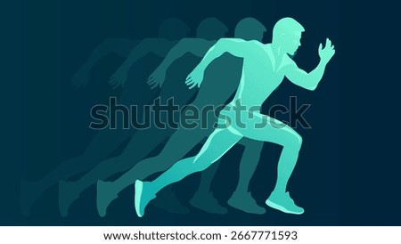 Dynamic Runner Silhouette with Motion Blur Effect