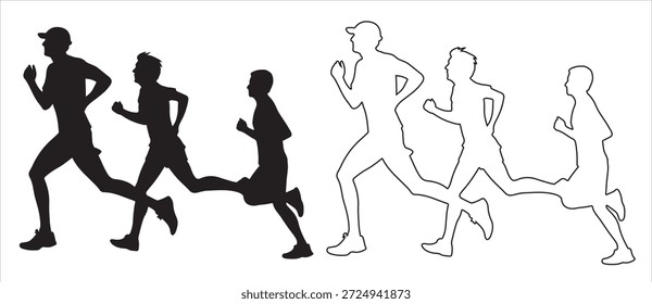 Corredores dinámicos en Ilustración vectorial de silueta