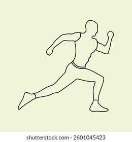 Dynamic Running Athlete Line Art.