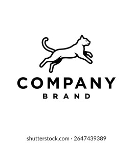 Dynamic Running Cat line logo. A cat running fast vector silhouette