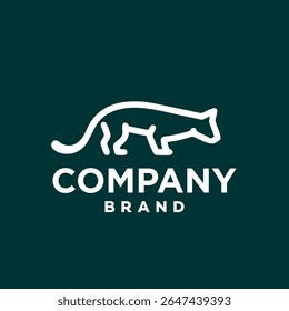 Dynamic Running Cat line logo. A cat running fast vector silhouette