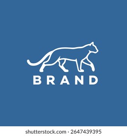 Dynamic Running Cat line logo. A cat running fast vector silhouette