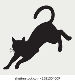 Dynamic Running Cat Silhouette Vector Illustration