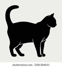 Dynamic Running Cat Silhouette Vector Illustration