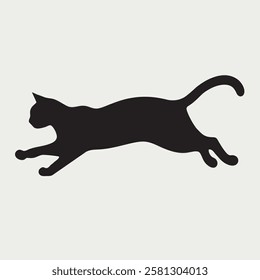 Dynamic Running Cat Silhouette Vector Illustration