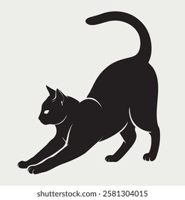 Dynamic Running Cat Silhouette Vector Illustration