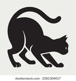 Dynamic Running Cat Silhouette Vector Illustration