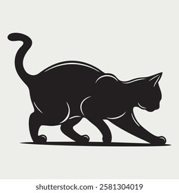 Dynamic Running Cat Silhouette Vector Illustration