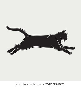 Dynamic Running Cat Silhouette Vector Illustration