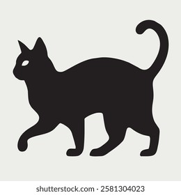 Dynamic Running Cat Silhouette Vector Illustration