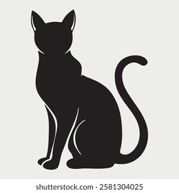 Dynamic Running Cat Silhouette Vector Illustration