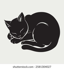 Dynamic Running Cat Silhouette Vector Illustration