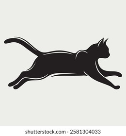 Dynamic Running Cat Silhouette Vector Illustration