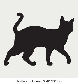 Dynamic Running Cat Silhouette Vector Illustration