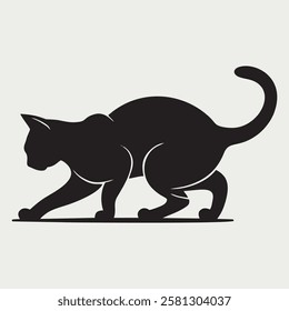 Dynamic Running Cat Silhouette Vector Illustration