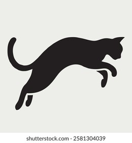 Dynamic Running Cat Silhouette Vector Illustration