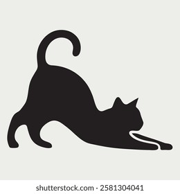 Dynamic Running Cat Silhouette Vector Illustration