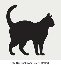 Dynamic Running Cat Silhouette Vector Illustration