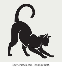 Dynamic Running Cat Silhouette Vector Illustration