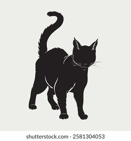 Dynamic Running Cat Silhouette Vector Illustration