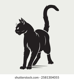 Dynamic Running Cat Silhouette Vector Illustration