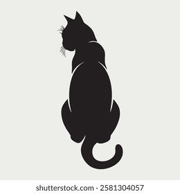 Dynamic Running Cat Silhouette Vector Illustration