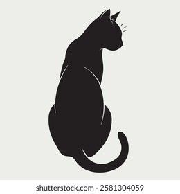 Dynamic Running Cat Silhouette Vector Illustration