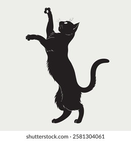 Dynamic Running Cat Silhouette Vector Illustration