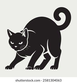 Dynamic Running Cat Silhouette Vector Illustration