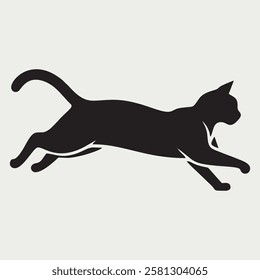 Dynamic Running Cat Silhouette Vector Illustration