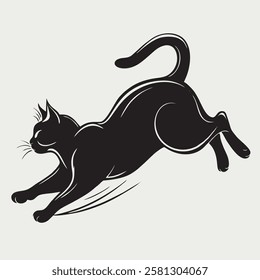 Dynamic Running Cat Silhouette Vector Illustration