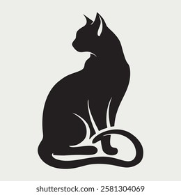 Dynamic Running Cat Silhouette Vector Illustration