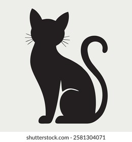 Dynamic Running Cat Silhouette Vector Illustration