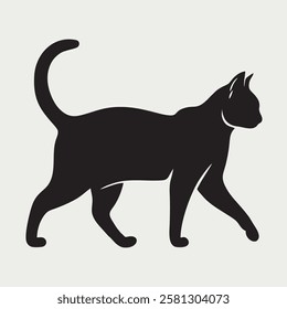 Dynamic Running Cat Silhouette Vector Illustration