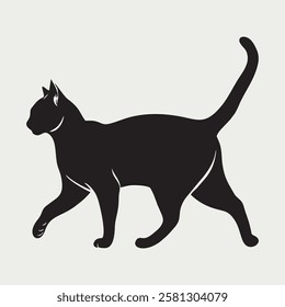 Dynamic Running Cat Silhouette Vector Illustration