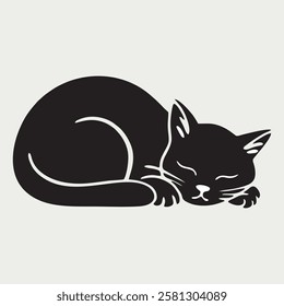 Dynamic Running Cat Silhouette Vector Illustration