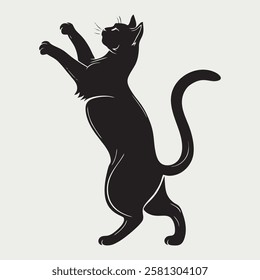 Dynamic Running Cat Silhouette Vector Illustration