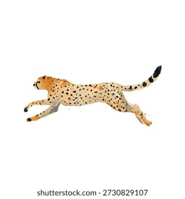Ilustração de chita de corrida dinâmica, um símbolo poderoso de velocidade e agilidade. Ideal para projetos de vida selvagem, safári e com temas naturais.