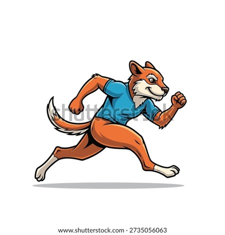 Dynamic running fox mascot illustration in an athletic pose.