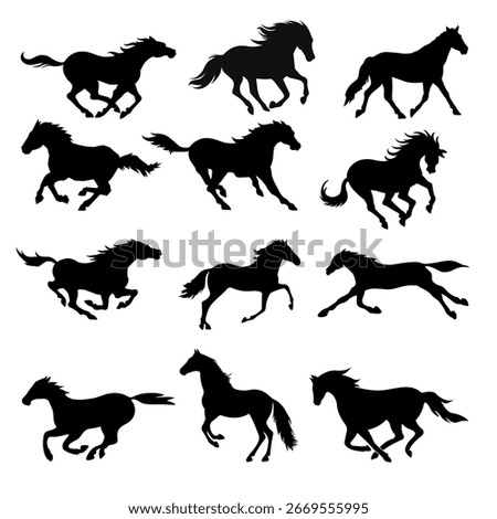 Dynamic running horse vector illustration with elegant movement, perfect for logo, sports, equestrian, and graphic design.