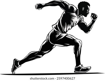 Dynamic running man vector art design, symbolizing speed and motion, perfect for sports and fitness-themed projects.