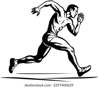 Dynamic running man vector art design, symbolizing speed and motion, perfect for sports and fitness-themed projects.