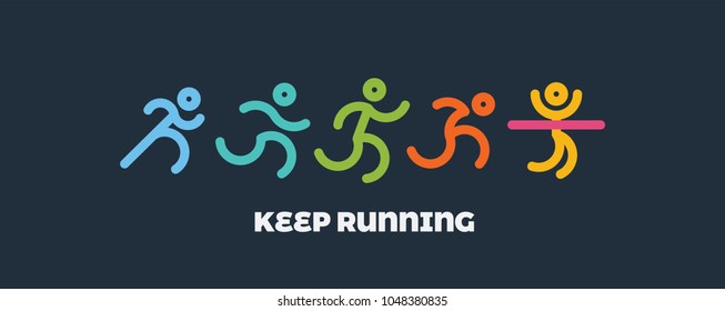 Dynamic running people set. Sport and healthy lifestyle illustration for your design. competition and finish. vector illustration
