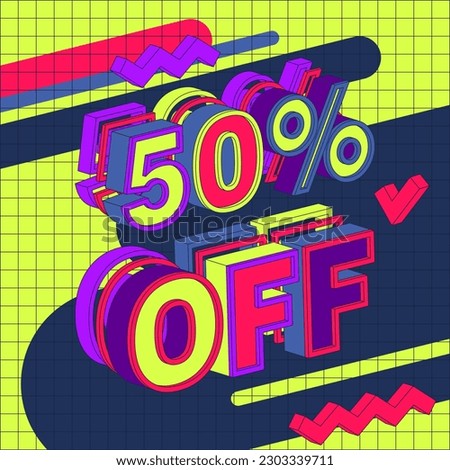 Dynamic Sale: 50% OFF 3D Volumetric Letters Vector Poster.