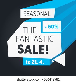 Dynamic Sale banner. Three dimensional flat shapes with place for your text.