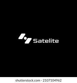 Logo simple abstracto de satélite dinámico