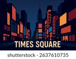 A dynamic scene of Times Square at night, filled with neon lights, bustling crowds, and digital billboards, capturing the essence of New York City