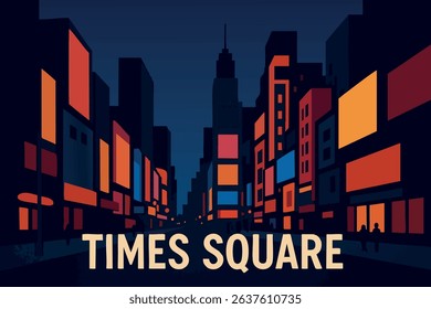 A dynamic scene of Times Square at night, filled with neon lights, bustling crowds, and digital billboards, capturing the essence of New York City's vibrant nightlife