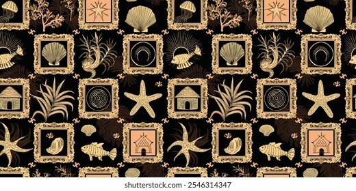 Dynamic Sea Art, Seamless Textile Patterns in Pattern Vector Repeat Sea Suited for Bold Wall Art, Stylish Fashion Prints, Wallpaper, and Wrapping.
