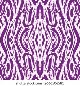 A dynamic, seamless abstract pattern with symmetrical hand-drawn strokes in varying shades of purple on a light background. This bold design is perfect for art or textile projects.